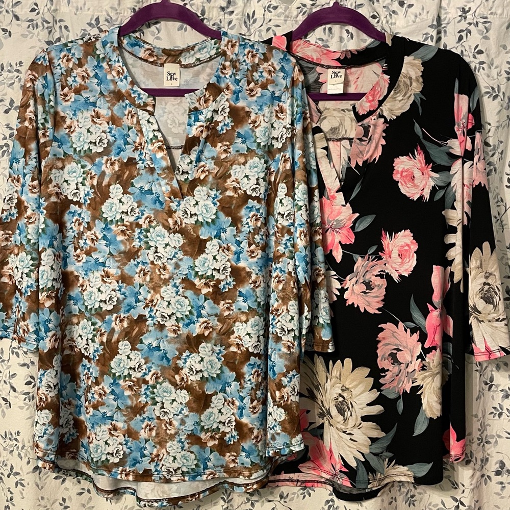 Sew In Love Set of Two Floral Lizzy Tops